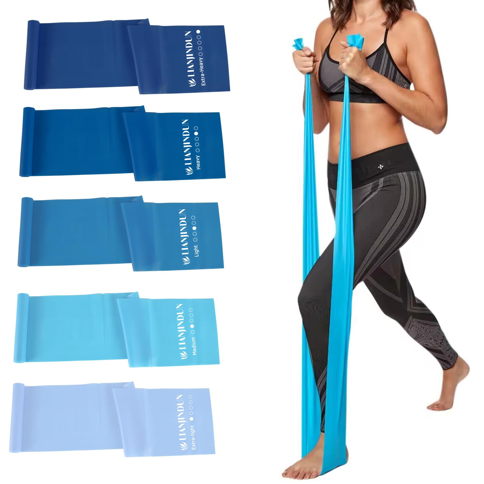 5 Pcs Professional Resistance Bands. Latex-Free, Elastic Band, Work Out Bands, Stretch Bands for Working Out Women or Men, Exercise Bands Set for Physical Therapy, Yoga, Pilates