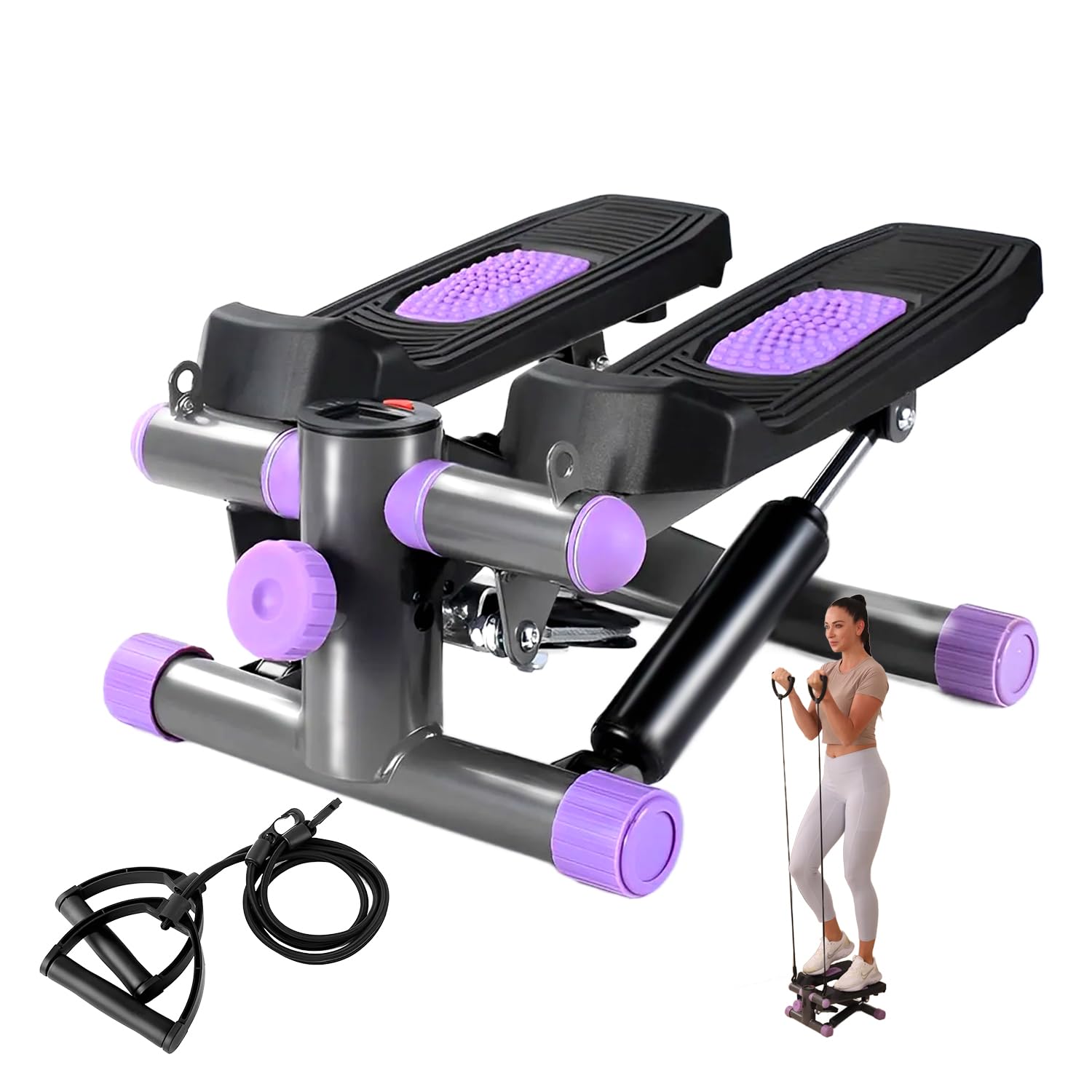 Steppers for Exercise at Home, Mini Stepper with Resistance Bands Portable Stair Stepper for Buttocks Lifting and Body Shaping