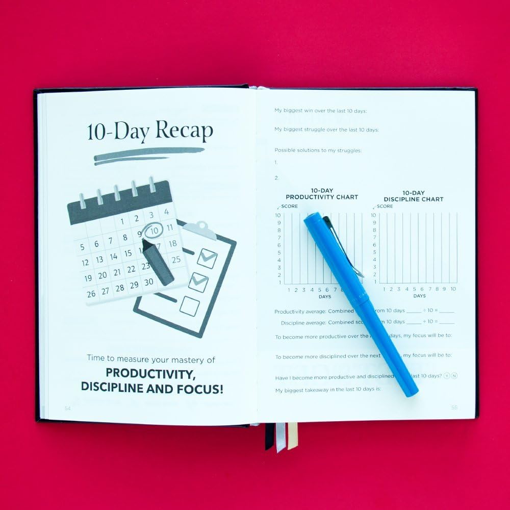 2022 Black Leather A4 Non-Dated Daily Planner for Adults: Productivity Tracking, Discipline Improvement, Focus Enhancement