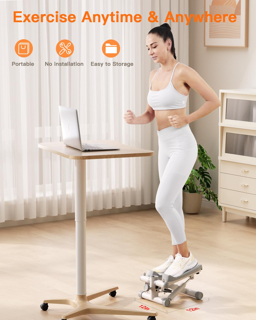 Steppers for Exercise at Home, Mini Stepper with Resistance Bands Portable Stair Stepper for Buttocks Lifting and Body Shaping