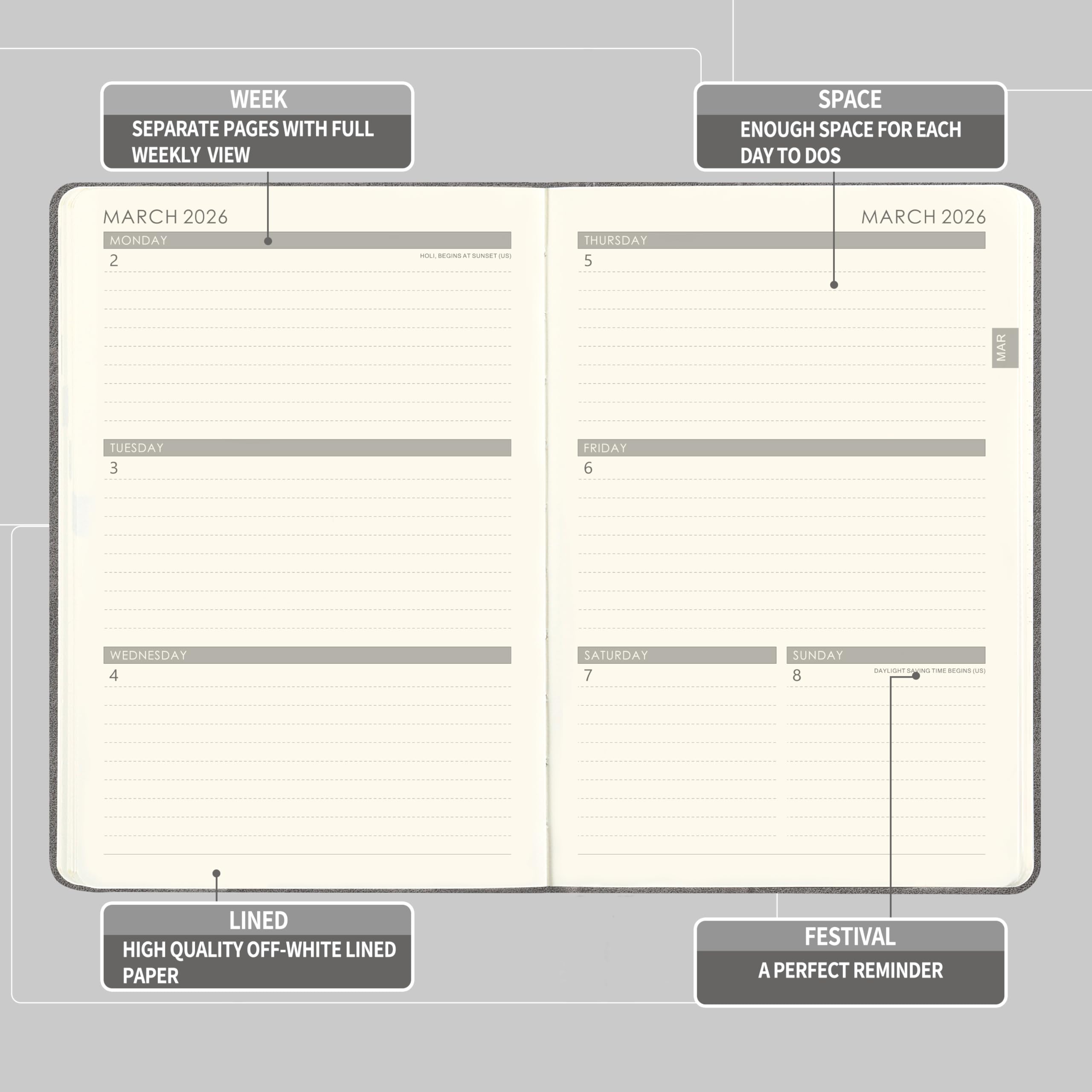2026 Planner - Planner 2026 with Pen Loop, Jan 2026 - Dec 2026, to Achieve Your Goals & Improve Productivity, Thick Paper, 40 Note Pages, Inner Pocket, 5.75" x 8.25" - Black