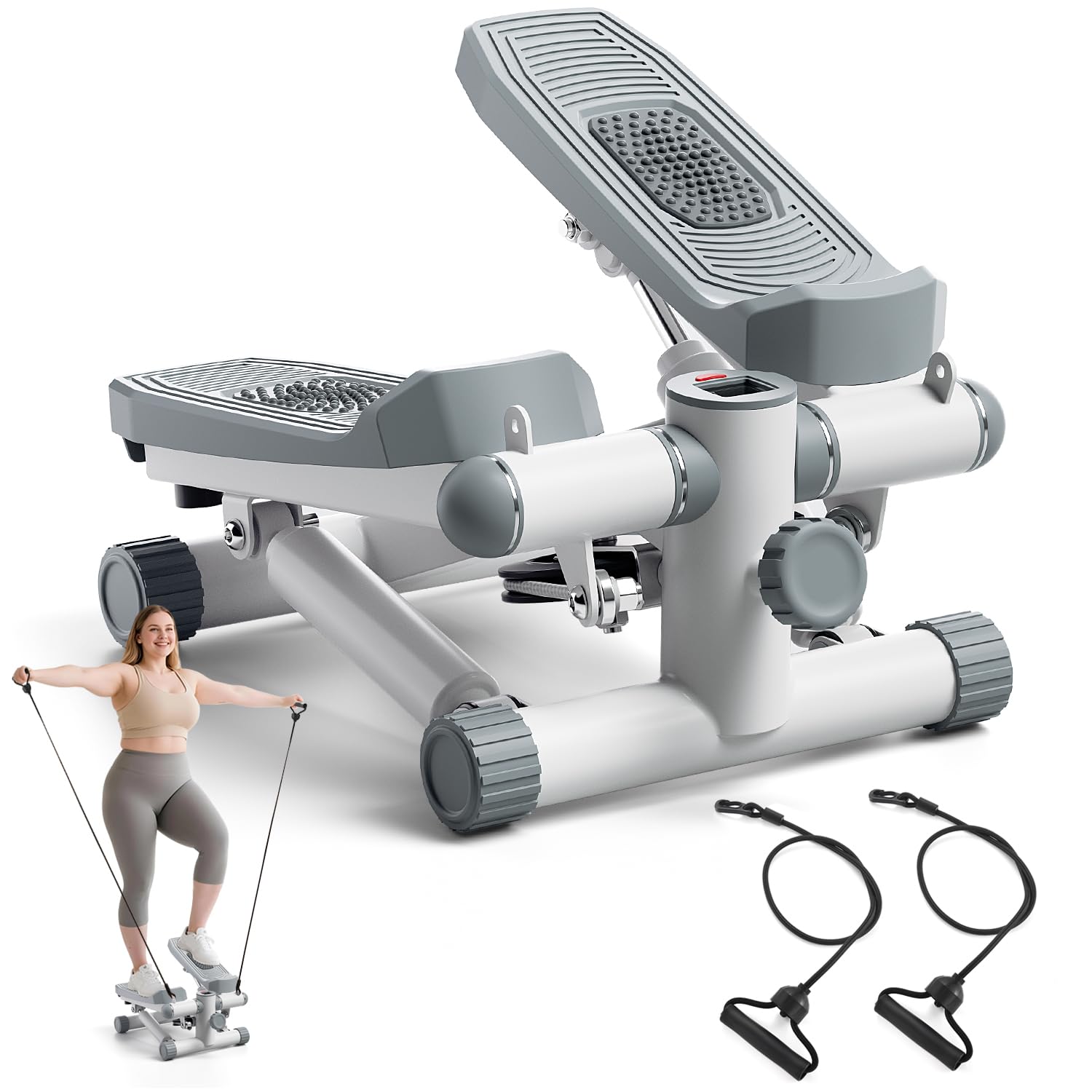 Steppers for Exercise at Home, Mini Stepper with Resistance Bands Portable Stair Stepper for Buttocks Lifting and Body Shaping