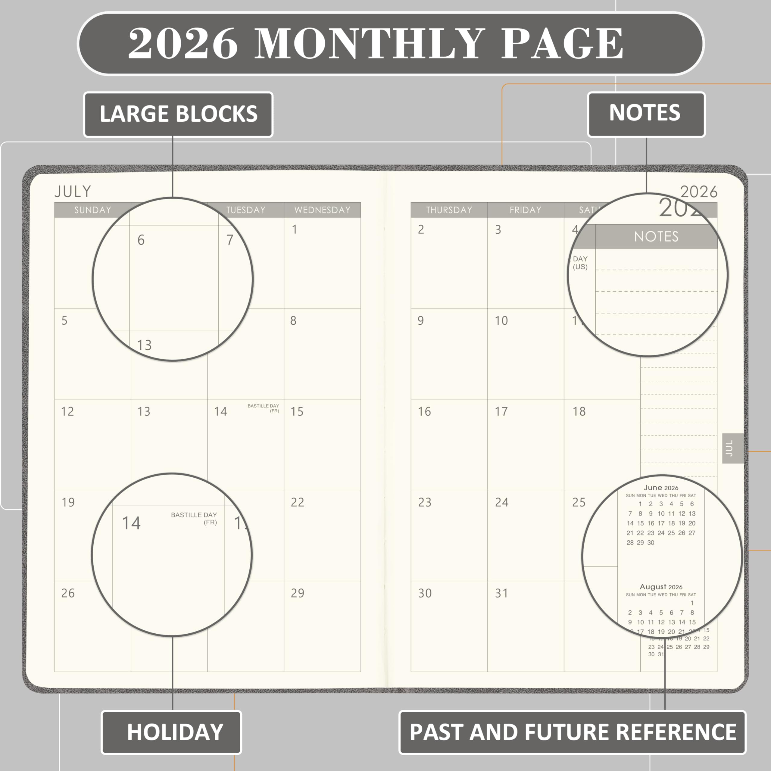 2026 Planner - Planner 2026 with Pen Loop, Jan 2026 - Dec 2026, to Achieve Your Goals & Improve Productivity, Thick Paper, 40 Note Pages, Inner Pocket, 5.75" x 8.25" - Black