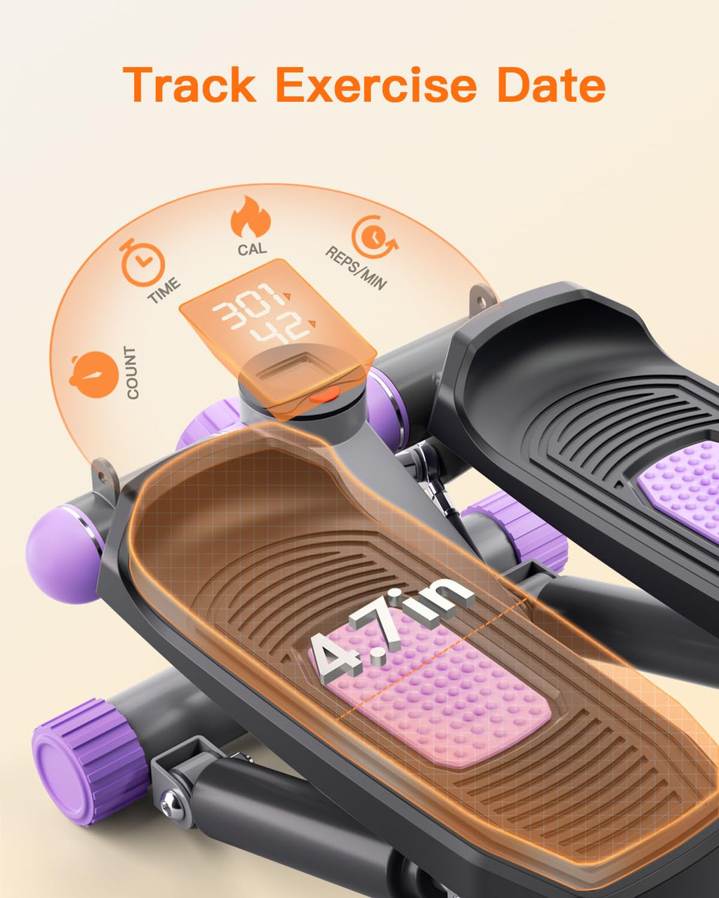 Steppers for Exercise at Home, Mini Stepper with Resistance Bands Portable Stair Stepper for Buttocks Lifting and Body Shaping