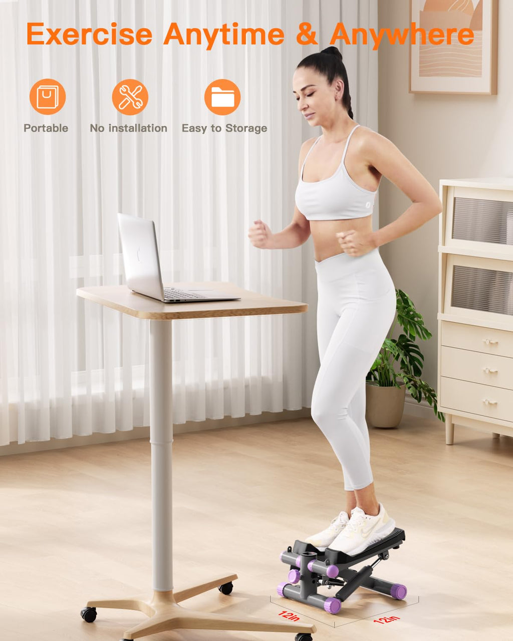 Steppers for Exercise at Home, Mini Stepper with Resistance Bands Portable Stair Stepper for Buttocks Lifting and Body Shaping