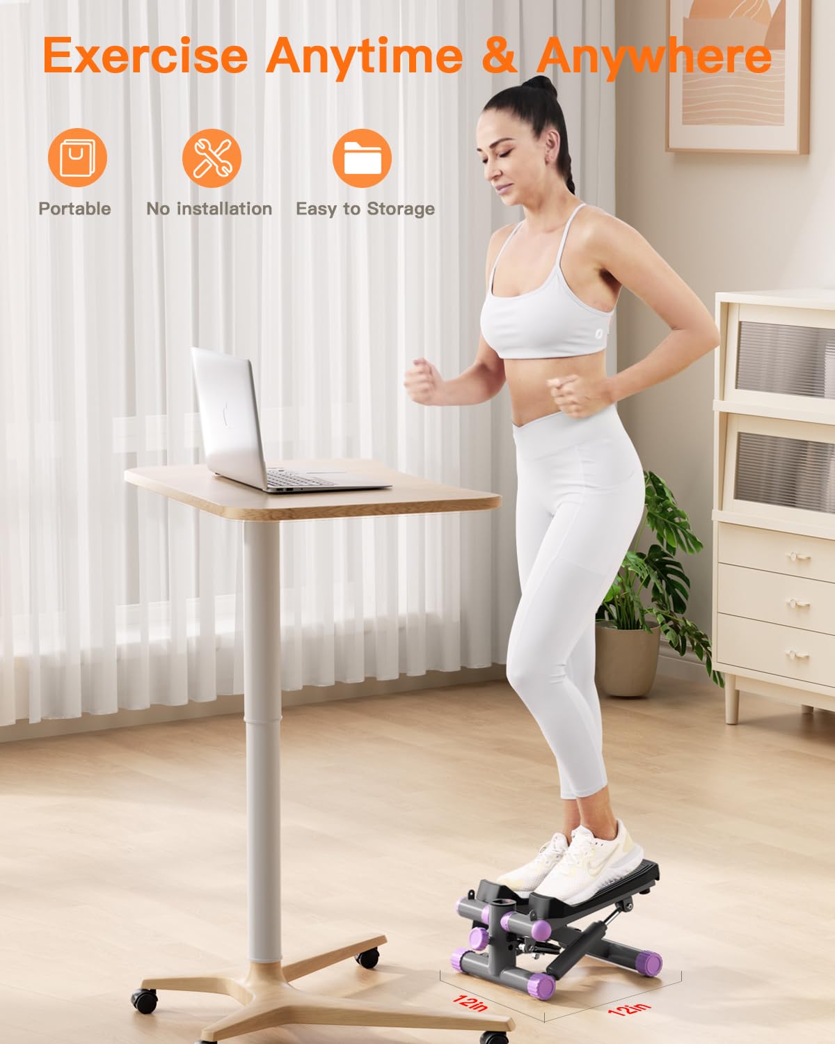Steppers for Exercise at Home, Mini Stepper with Resistance Bands Portable Stair Stepper for Buttocks Lifting and Body Shaping