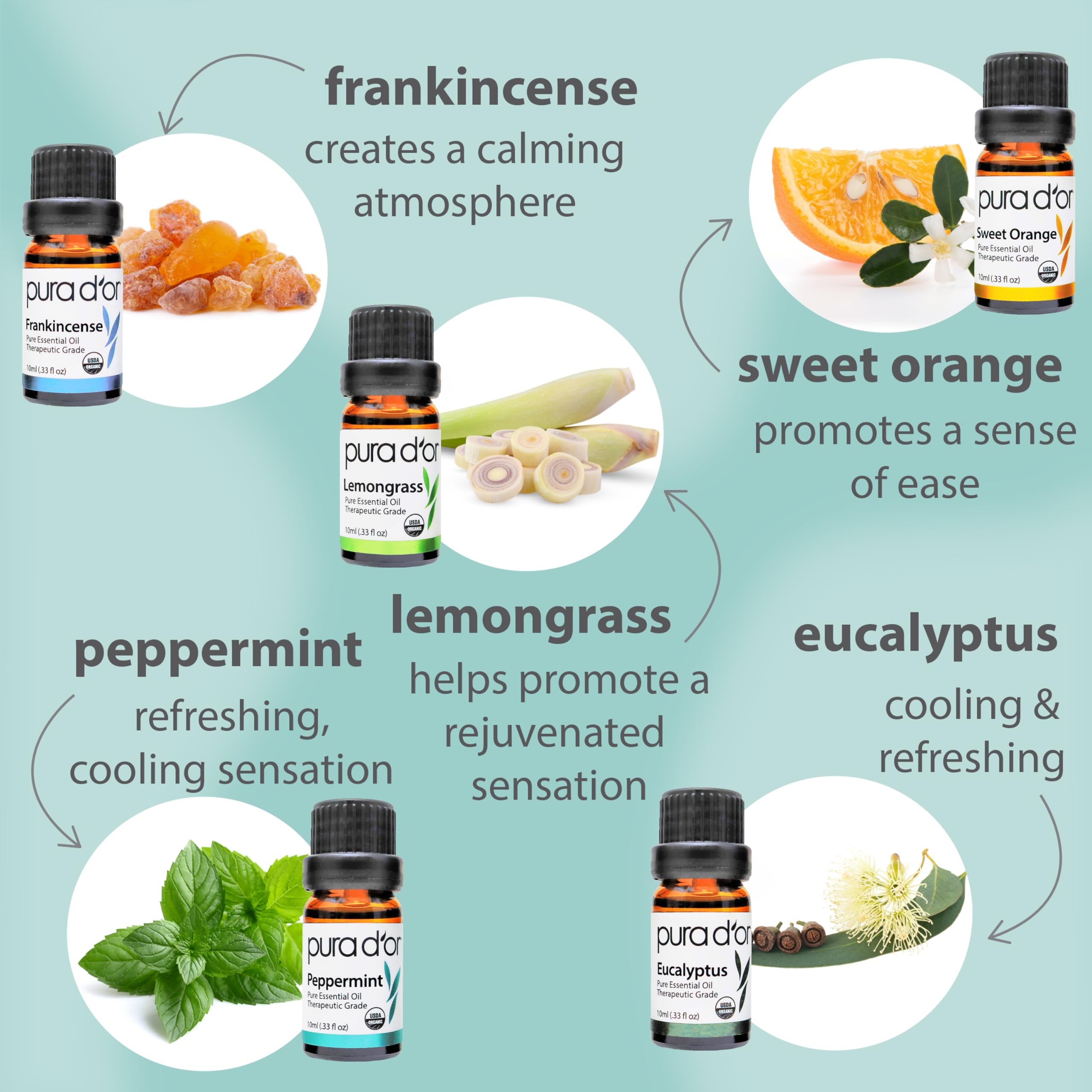 PURA D'OR Organic Sweet16 Essential Oils Set - 16x 10mL Wood Box Aromatherapy Gift Set