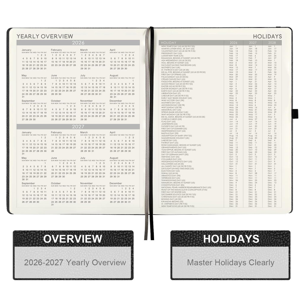 2026 Planner - Planner 2026 with Pen Loop, Jan 2026 - Dec 2026, to Achieve Your Goals & Improve Productivity, Thick Paper, 40 Note Pages, Inner Pocket, 5.75" x 8.25" - Black