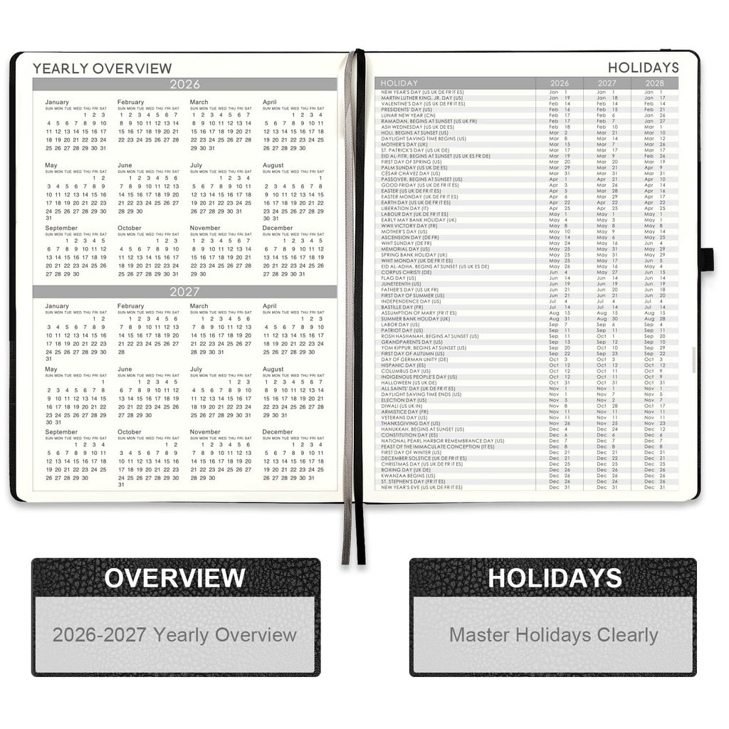 2026 Planner - Planner 2026 with Pen Loop, Jan 2026 - Dec 2026, to Achieve Your Goals & Improve Productivity, Thick Paper, 40 Note Pages, Inner Pocket, 5.75" x 8.25" - Black