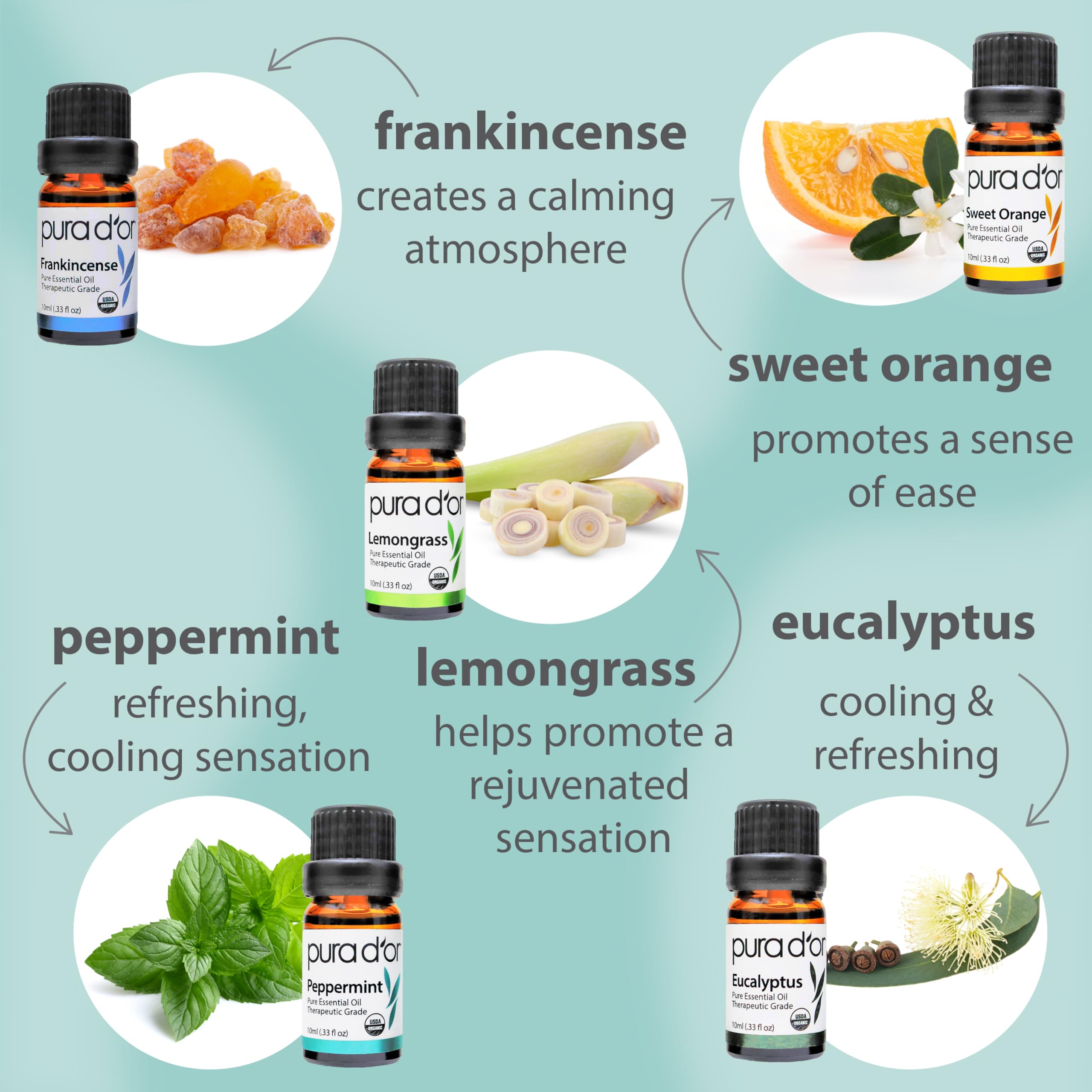 PURA D'OR Organic Sweet16 Essential Oils Set - 16x 10mL Wood Box Aromatherapy Gift Set