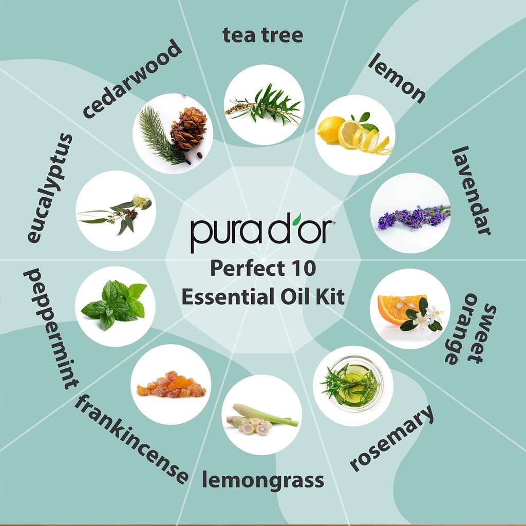 PURA D'OR Organic Sweet16 Essential Oils Set - 16x 10mL Wood Box Aromatherapy Gift Set