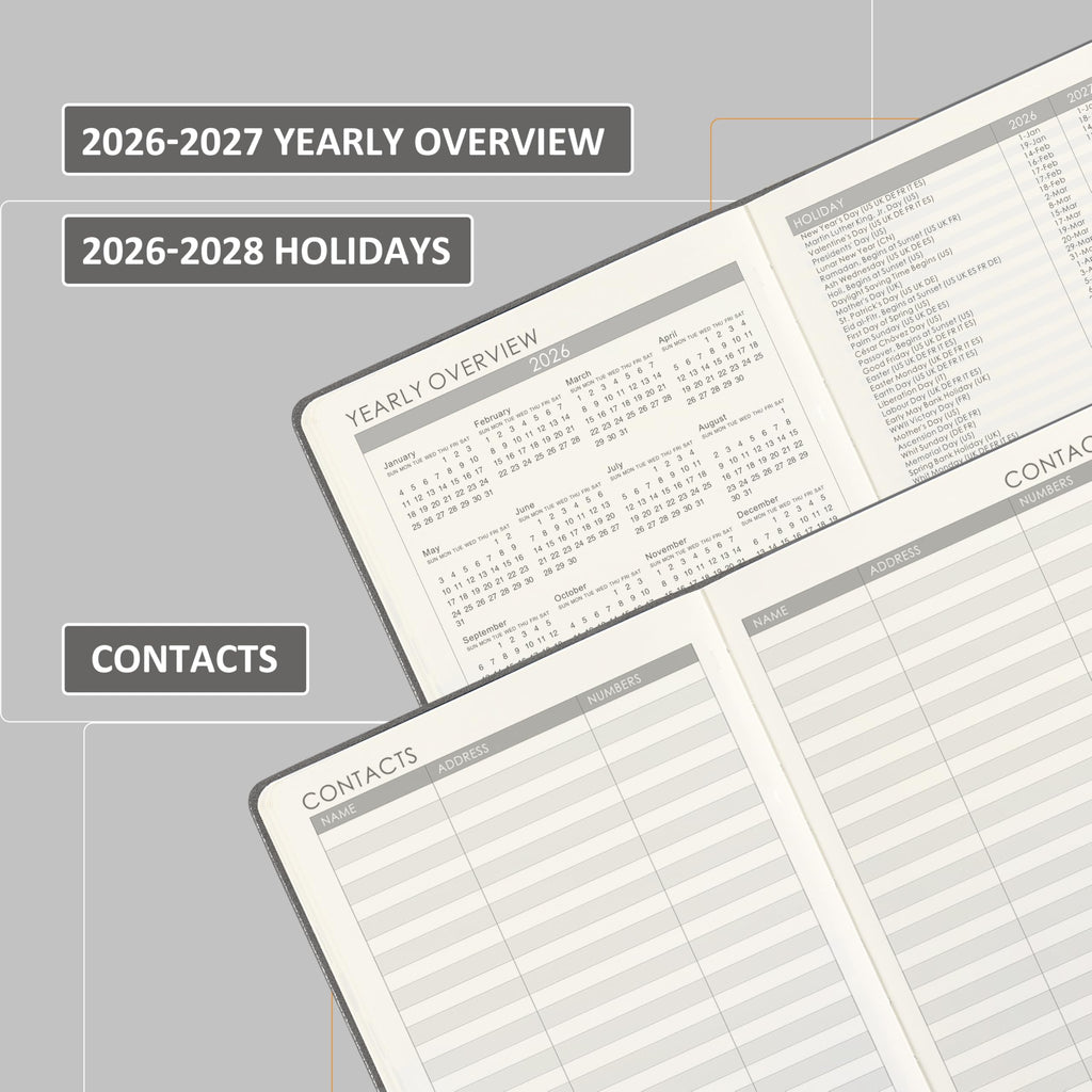 2026 Planner - Planner 2026 with Pen Loop, Jan 2026 - Dec 2026, to Achieve Your Goals & Improve Productivity, Thick Paper, 40 Note Pages, Inner Pocket, 5.75" x 8.25" - Black