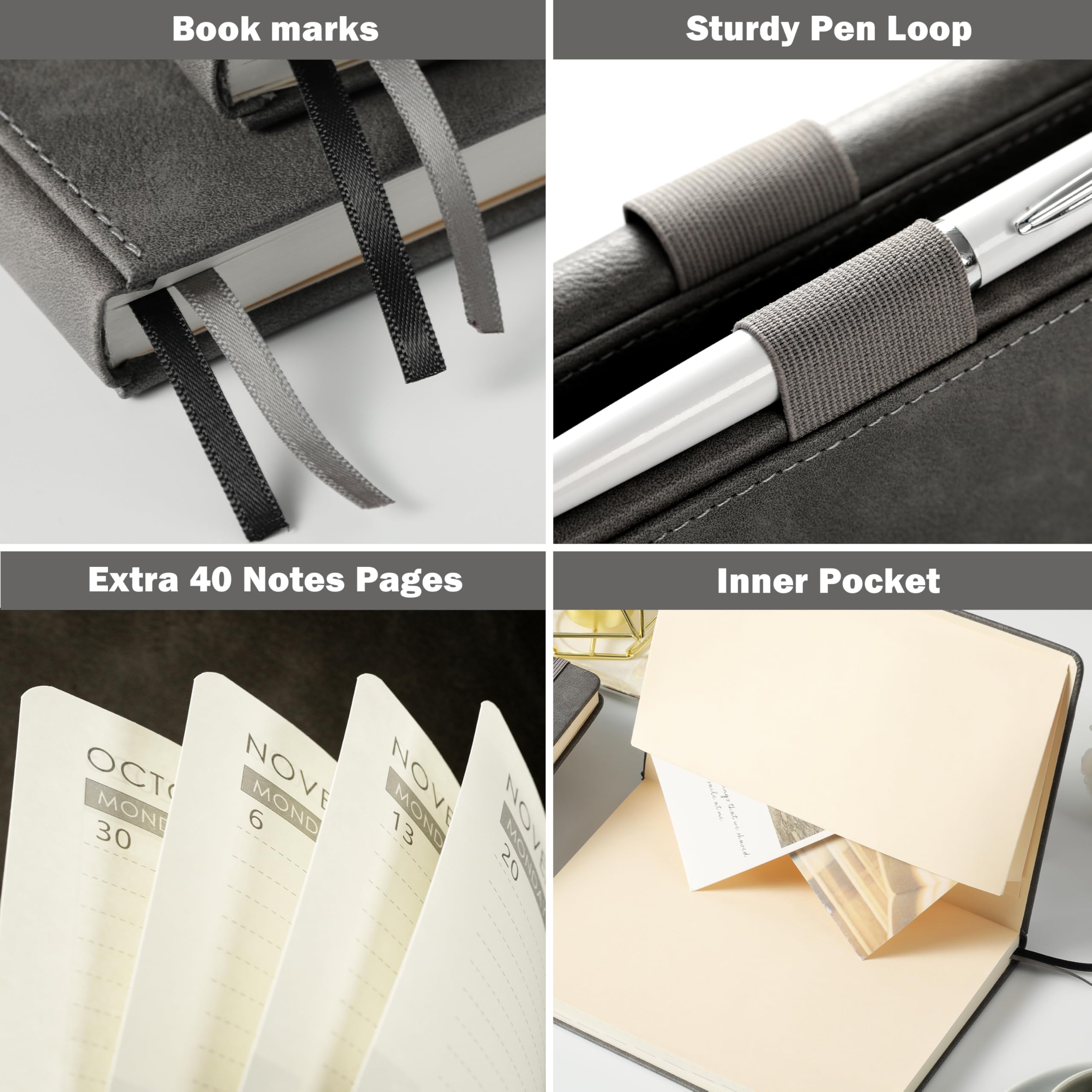 2026 Planner - Planner 2026 with Pen Loop, Jan 2026 - Dec 2026, to Achieve Your Goals & Improve Productivity, Thick Paper, 40 Note Pages, Inner Pocket, 5.75" x 8.25" - Black