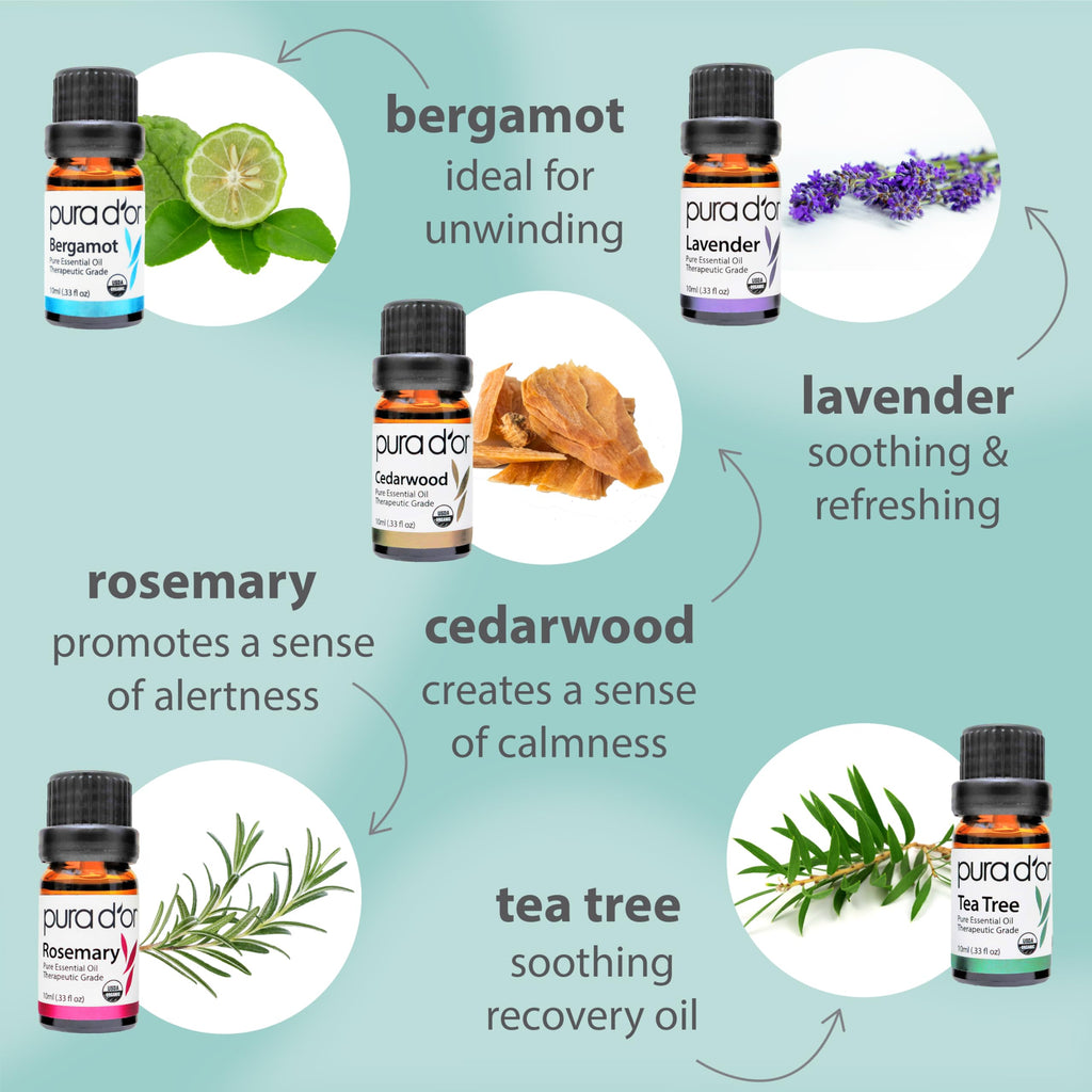 PURA D'OR Organic Sweet16 Essential Oils Set - 16x 10mL Wood Box Aromatherapy Gift Set