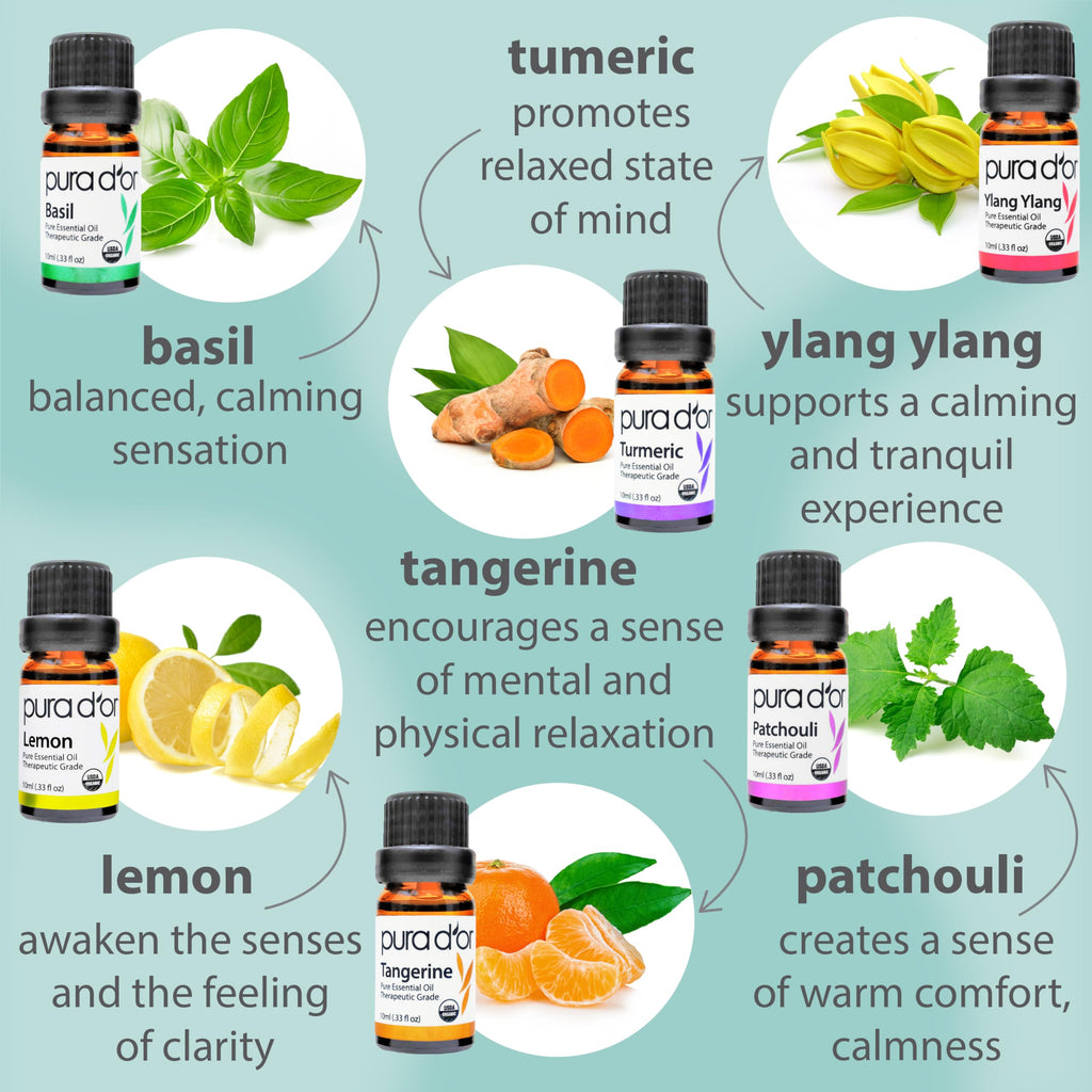 PURA D'OR Organic Sweet16 Essential Oils Set - 16x 10mL Wood Box Aromatherapy Gift Set