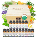 PURA D'OR Organic Sweet16 Essential Oils Set - 16x 10mL Wood Box Aromatherapy Gift Set