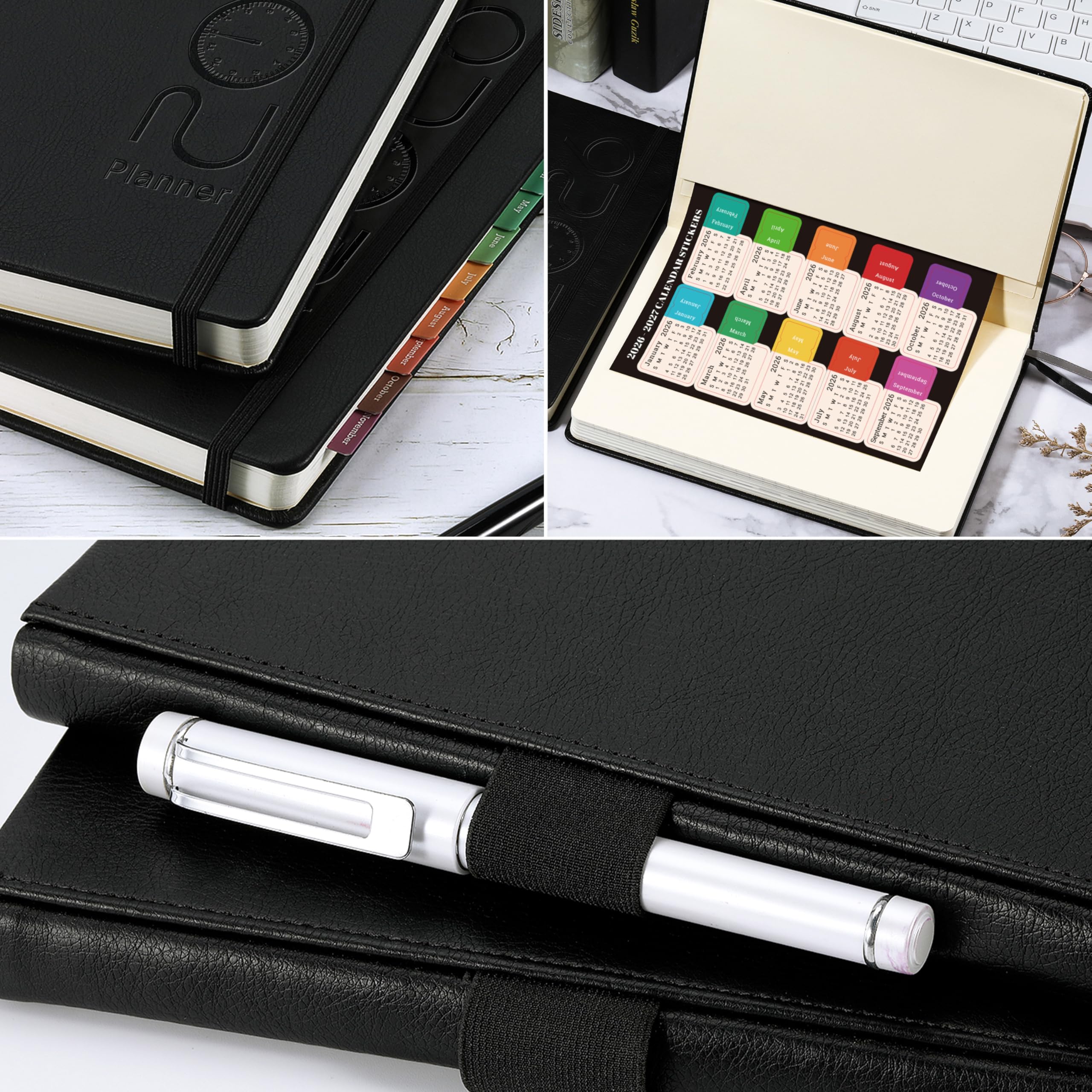 2026 Planner - Planner 2026 with Pen Loop, Jan 2026 - Dec 2026, to Achieve Your Goals & Improve Productivity, Thick Paper, 40 Note Pages, Inner Pocket, 5.75" x 8.25" - Black